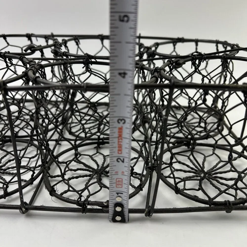 Vintage Primitive Wire Plant Herb Caddy 6 Holder Basket Twisted Galvanized Steel